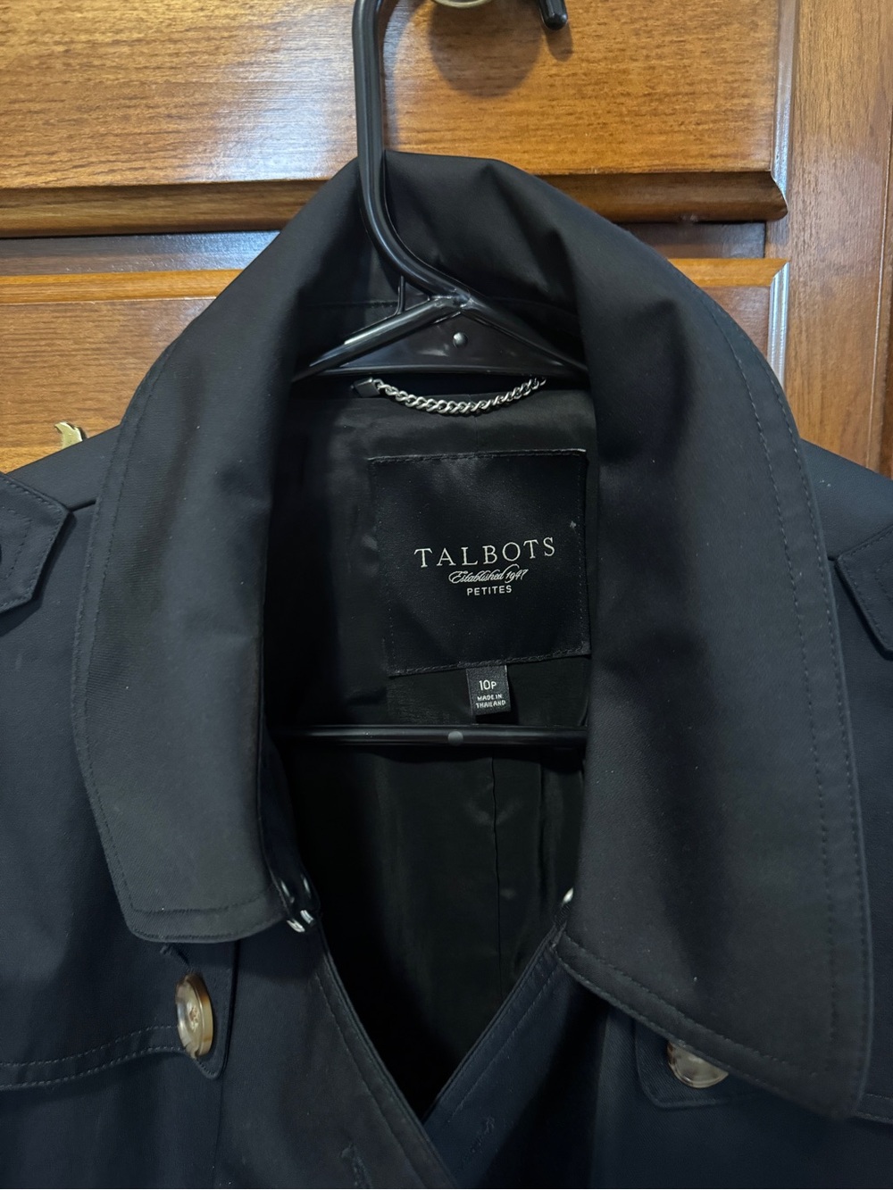 Vintage Talbots Black Double-Breasted Trench Coat for Women - Picture 4 of 4